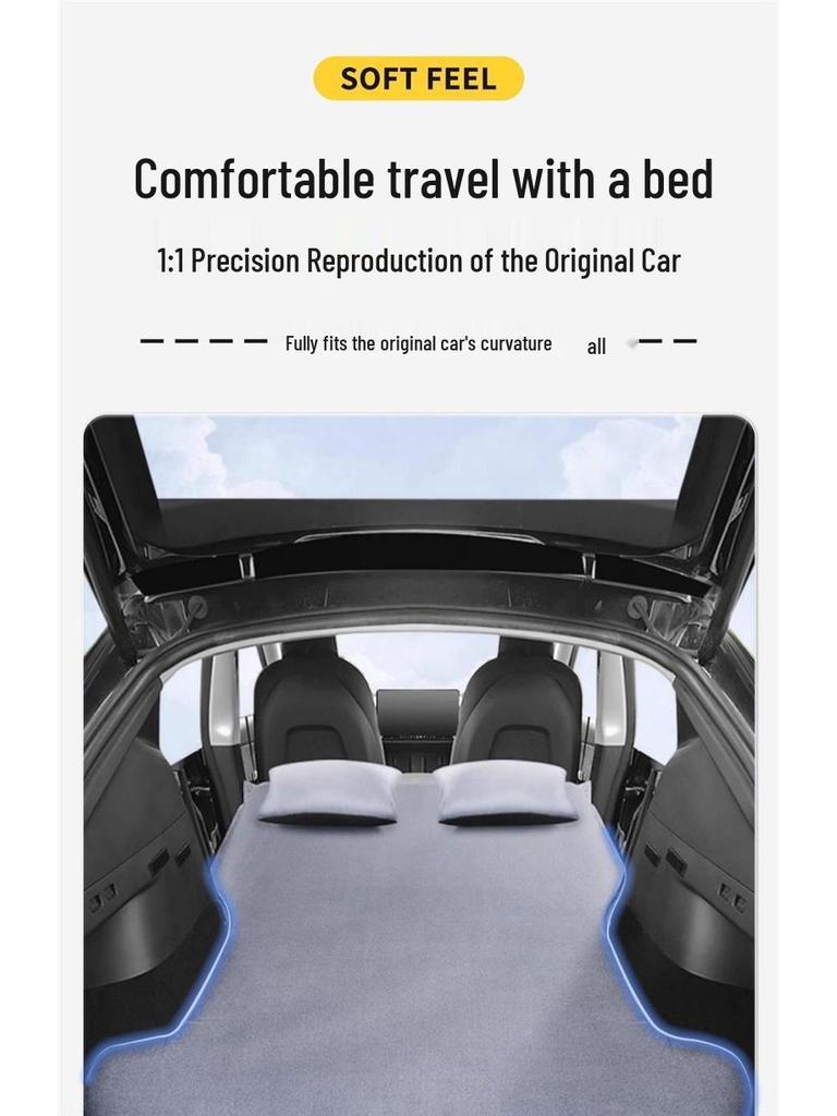 Nafukovací matrace pro modely Tesla (25+), Osvěžená edice, Podložka na spaní na zadní sedadlo, Skládací pro kempování a spaní