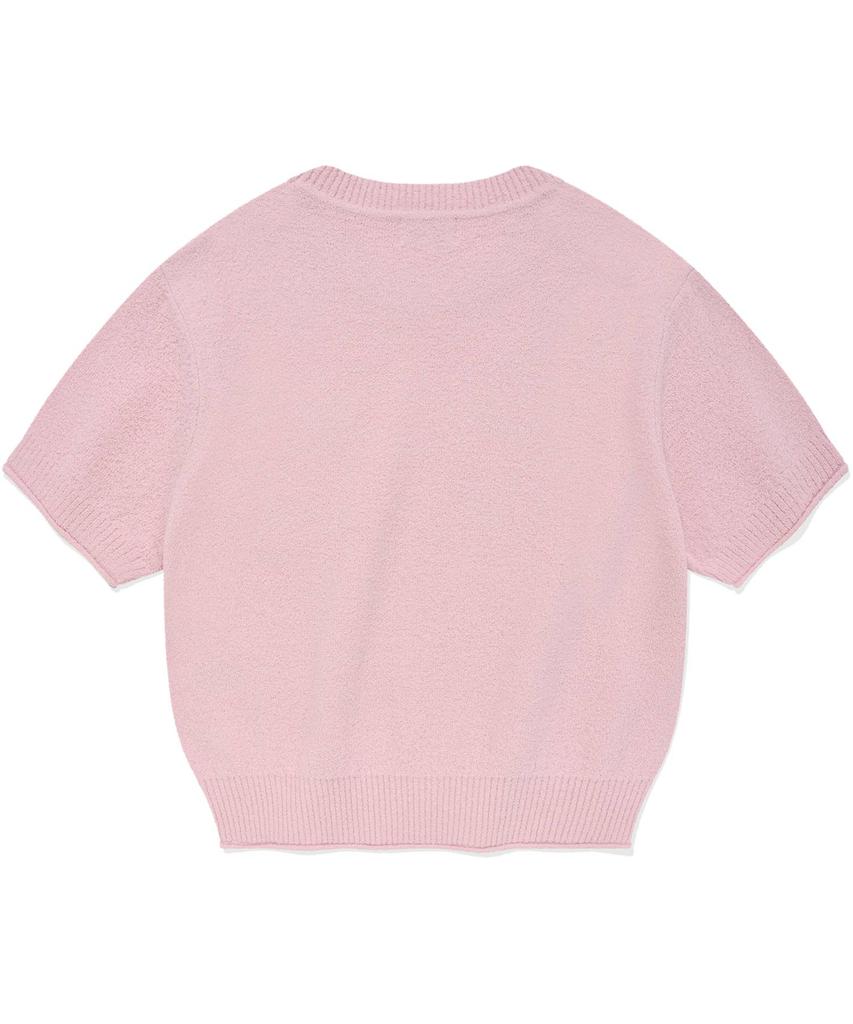COVERNAT WOMAN Round Boucle Short Sleeve Knit Pink