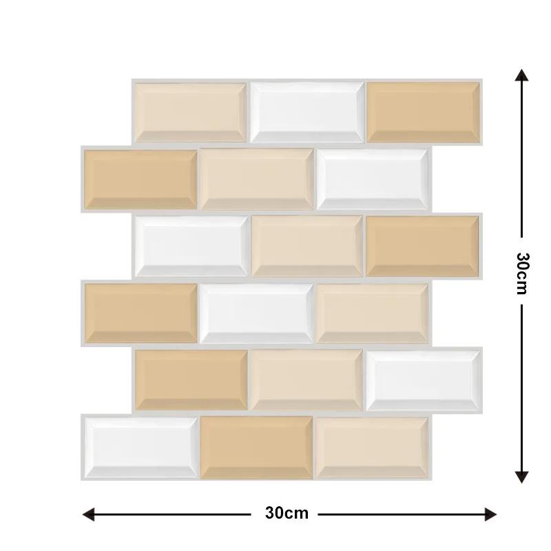 Self Adhesive Tile Wall Sticker - Home Decor 3D PVC Sticker Covers For Kitchen Cupboard Bathroom Waterproof Wallpaper