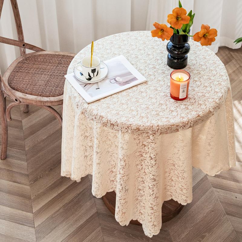 Wave Lace Hollow Tablecloth French Pastoral Piano Dust Cover Cloth Vintage Art Restaurant Decorative Cover for Home Parties Taplak Meja Cutwork