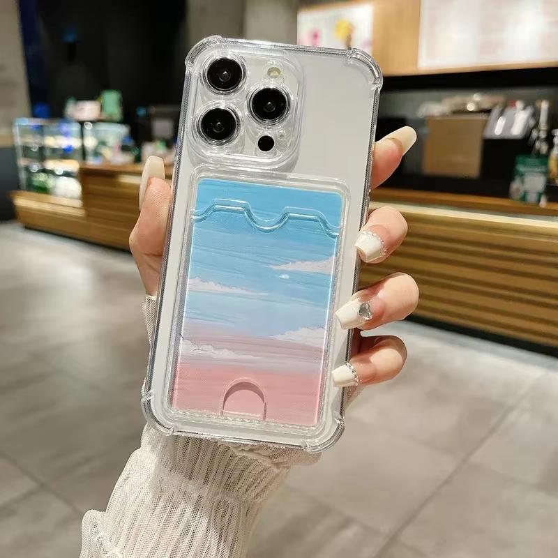 Custodia Borsa Portacarte Trasparente Per iPhone 17 16 15 14 Plus 13 12 11 Pro Max Portafoglio con Slot Cover Posteriore Per iPhone Custodia Antiurto