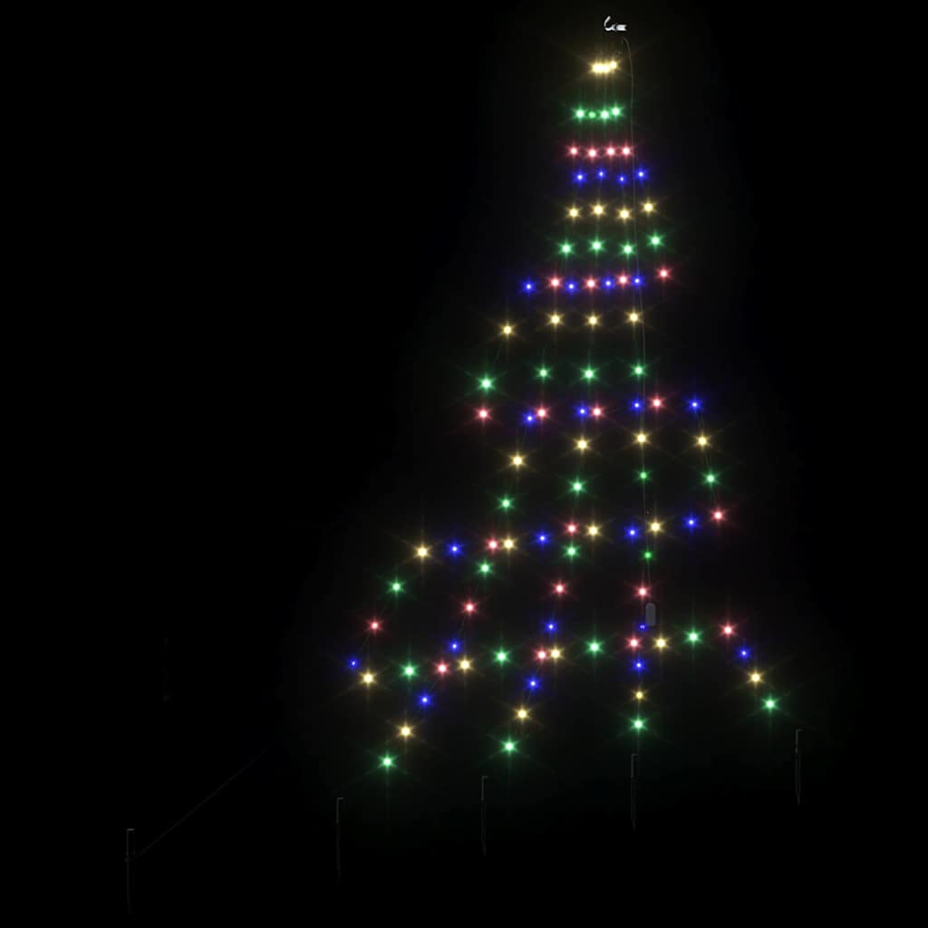 LED Christmas Tree with Ground Spikes Multicolored 182 cm Metal