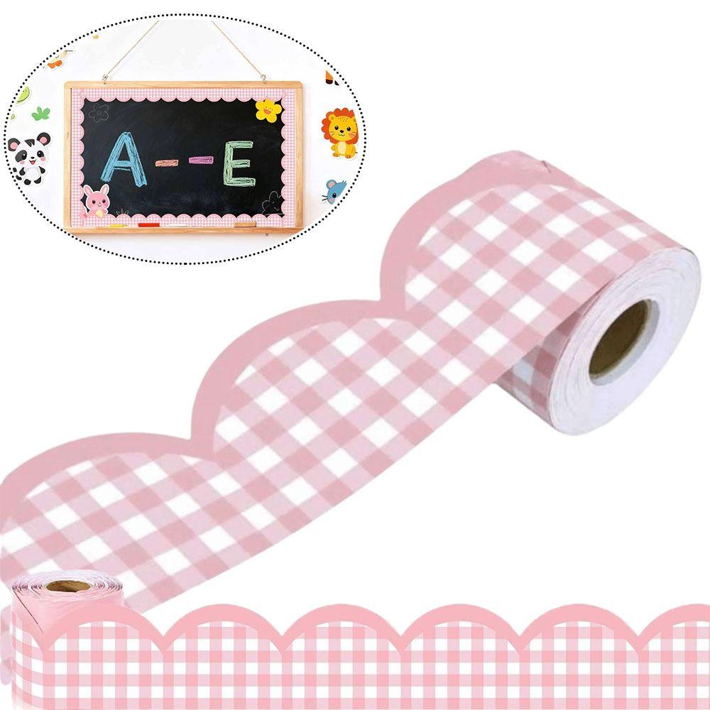 Pink Poster Border Stickers DIY Waterproof Wavy Edge Paper Black Board Decorative Stickers