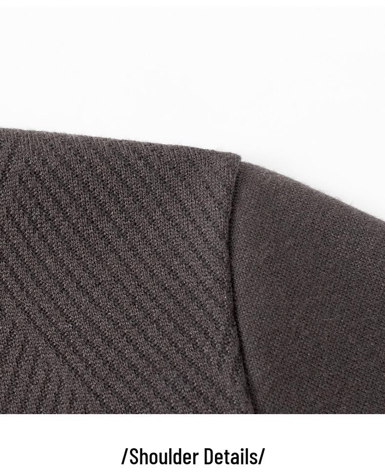 Men's Solid Color Half-High Collar Fleece Knit Sweater - Warm, Casual Base Layer Shirt