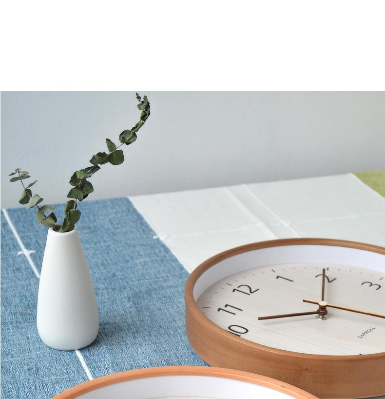 Nordic Solid Wood Silent Wall Clock for Living Room and Bedroom