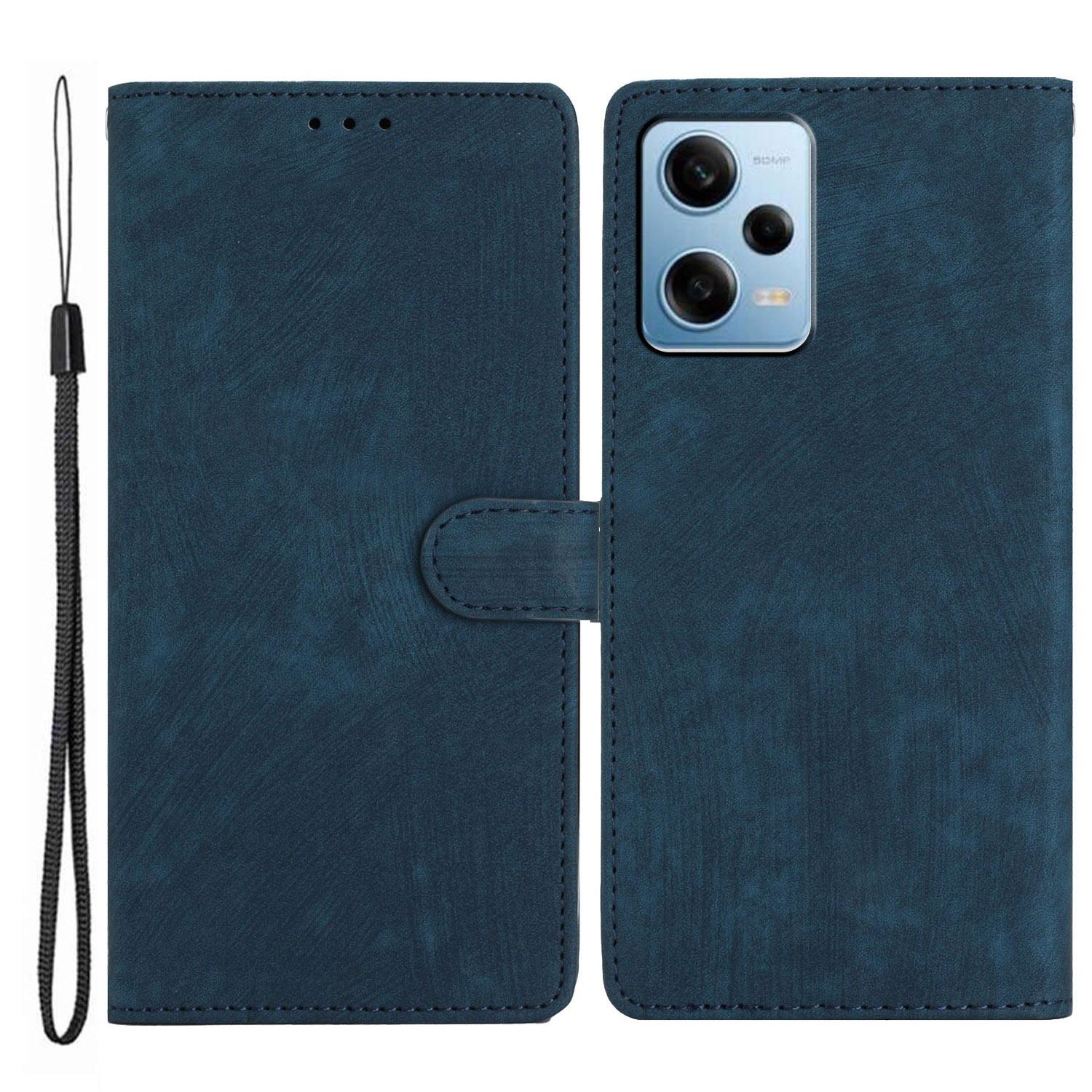 

For Xiaomi Redmi Note 11 Pro 4G (Mediatek)/11 Pro 5G (Qualcomm)/12 Pro 4G Solid Color Leather Wallet Cover Skin-touch Stand Phone Case Blue