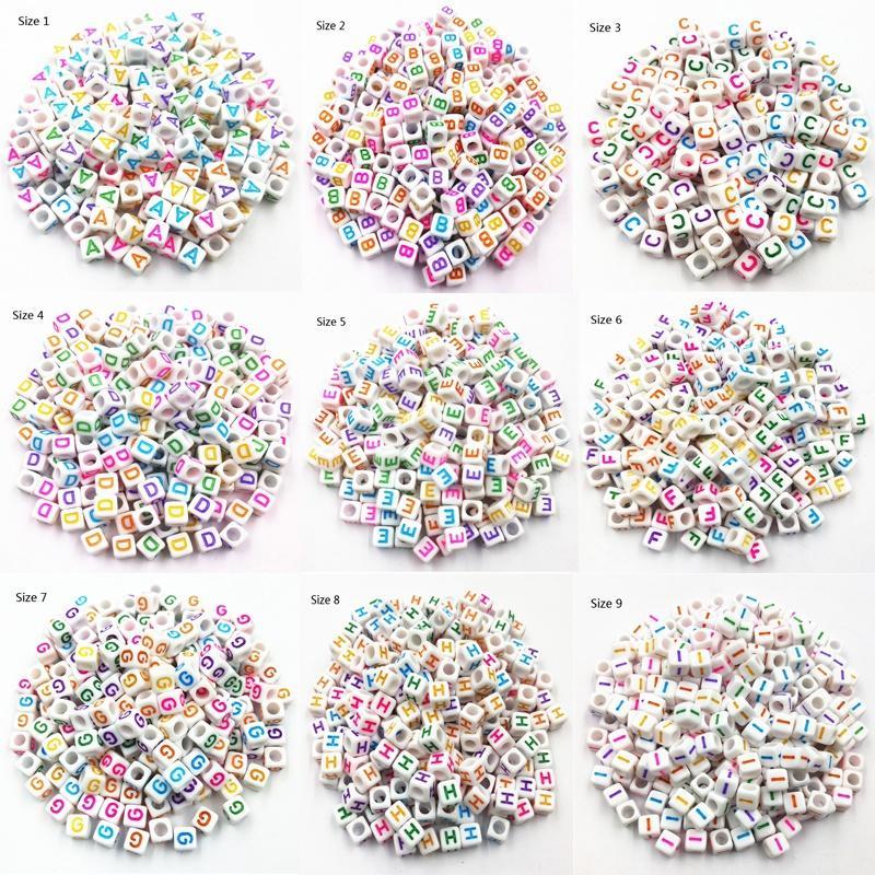 100 Pcs 6mm Acrylic Cube 26 Letters/Alphabet Colorful Loose Beads DIY Jewelry