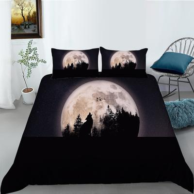Wolf Series Digital Printing Fashion Polyester Bedding Three-Piece Set