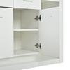160*40*75cm Side Cabinet with LED Light Strip and 3 Drawers, Chest of Drawers with 14 Storage Compartments, Tempered Glass Bottom Panel, White