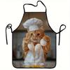 A Cute Cat Pattern Apron with a 2D Design, Stylish for Home Work, Suitable for Cooking In The Kitchen, Durable for Household Cleaning, Reusable, Appro