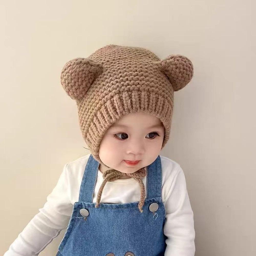 Warm Knitted Hat Windproof Beanie Hat New Ear Protection Hat  for 1-2Y