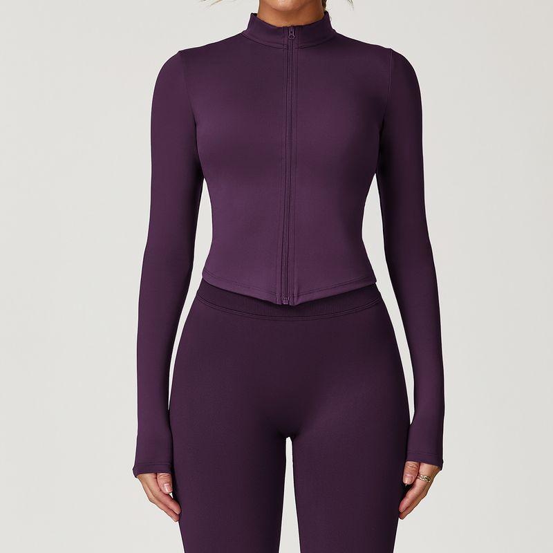Guangzhou Zechuang Clothing Co., Ltd. Quick-Drying Nude Feel Fitness Outwear Women's Zipper Outwear Running Sports Tight