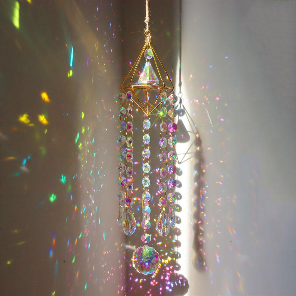 Wind Chime Car Pendant Colorful Chandelier Ornaments Pretty Crystal Suncatchers Jewelry Curtains Decor Garden Chandeliers Decor