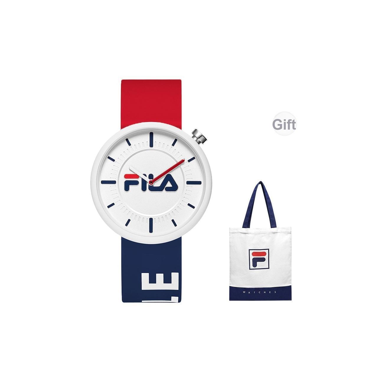 FILA Fashion Series Simple Student Watch Trendy Sports Waterproof Quartz Movement Silicone Strap White Dial Affordable Watch Unisex watches 6281-003 46FLM38-6281-003