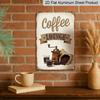 2D Flat 8*12inch Aluminum Sign and Plaque, Retro Coffee Lounge Decorative Aluminum Plate with Coffee Bean Grinder and Cup Design, Suitable for Cafes