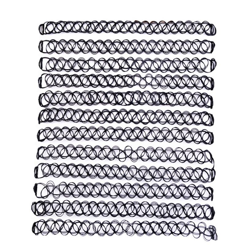 Ожерелье-чокер Татуировка Эластичное Черное Ожерелье Разноцветное Ретро 90-е Винтажное Эластичное Готическое Украшение