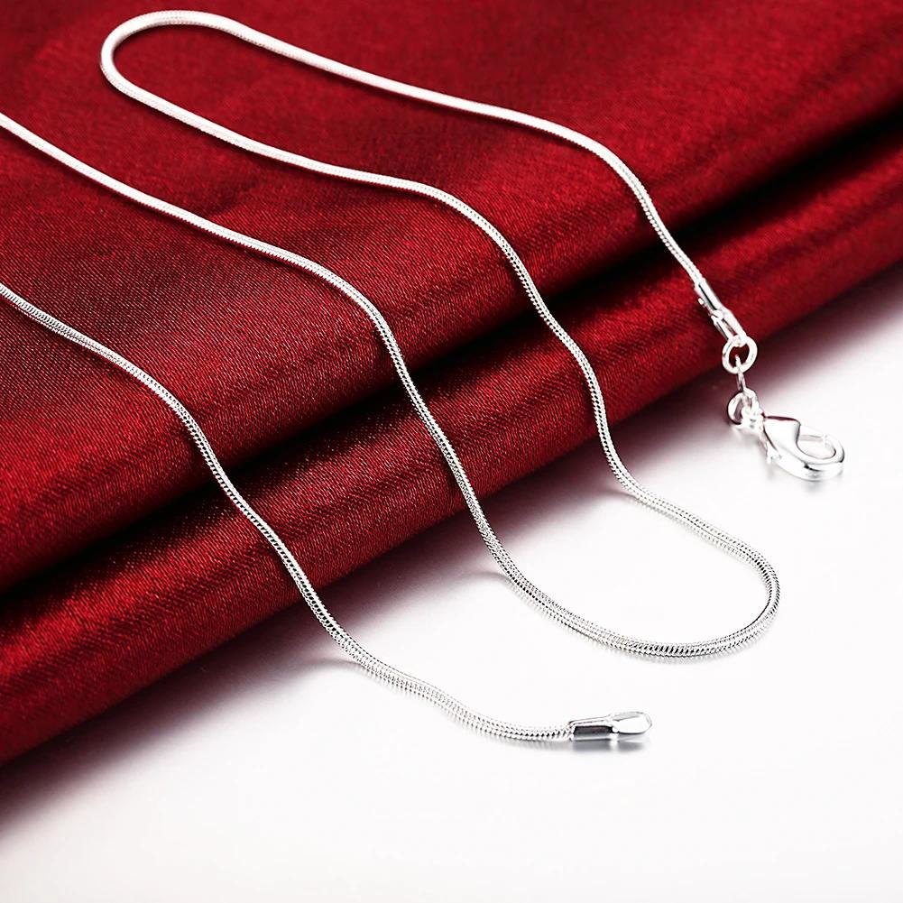 10pcs 925 Sterling Silver Fine 1MM Snake Chain Necklace for Women Man 16-30inches Fashion Party Wedding Jewelry Gifts Wholesale
