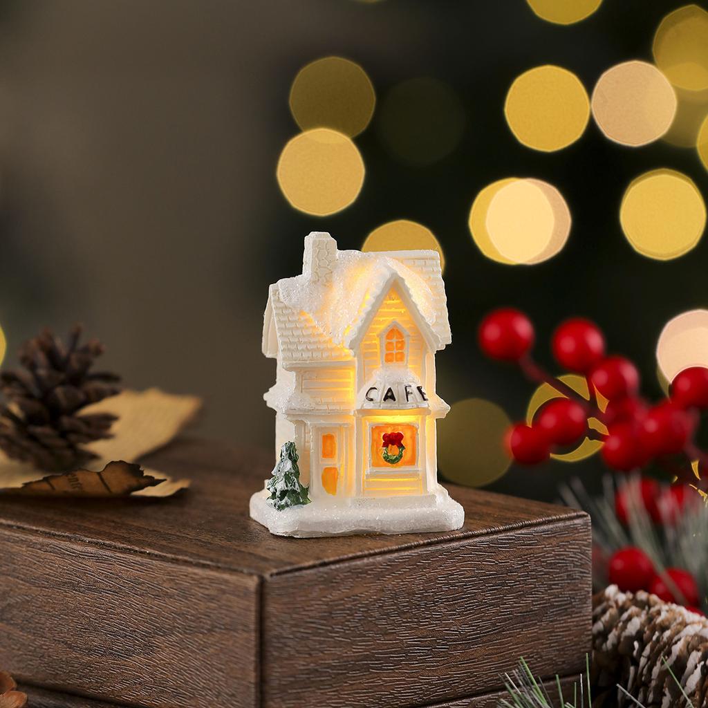 Micro Landscape Ornament Energy-Saving White Resin Small House Festival Party Decor Exquisite Christmas Decoration Gift For Home