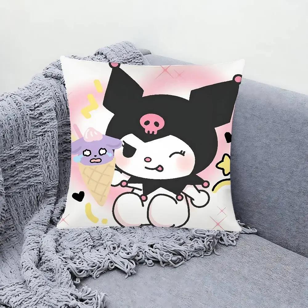 Cute K-Kuromi Pillow Case Cushion Cover Soft Cute Throw Pillow Case For Car Sofa Pillowcase Polyester With Zipper