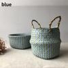 Foldable Handmade Seagrass Flower Pot Storage  Wicker Basket Rattan Straw Home Garden Wave Pattern Planter Pots Laundry Basket