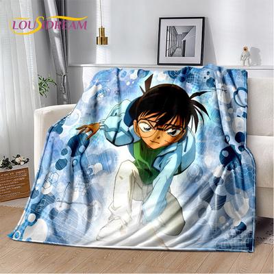 Cobertor de pelúcia macio de anime detetive conan, cobertor de flanela para sala de estar, quarto, cama, sofá, capa de piquenique 3d