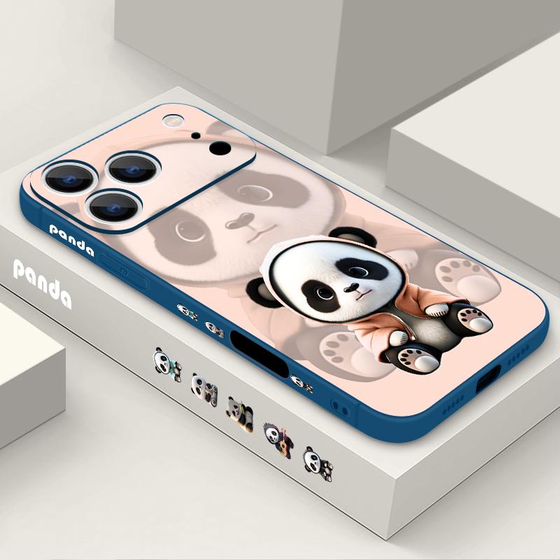 Für iPhone 17 Pro Max Hülle Orange Mantel Panda Muster Weiches Silikon Lanyard Hülle Für iPhone 16 Pro Max Hülle iPhone 15 14 13 12 11 16E Air