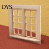 Dollhouse Chair Pane Realistic Double Opening 16 Grids Openable Smooth Surface Vase Decorative Unpainted 1:12 DIY Miniature Door Window Scene