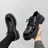 2025 Spring Youth Round Toe Low Heel Lace-up Casual Leather Work Shoes