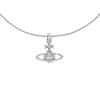 VIVIENNE WESTWOOD Mayfair Saturn Studded Brass Necklace Women Necklace Silver Pink-Diamond 630203EG-02W190