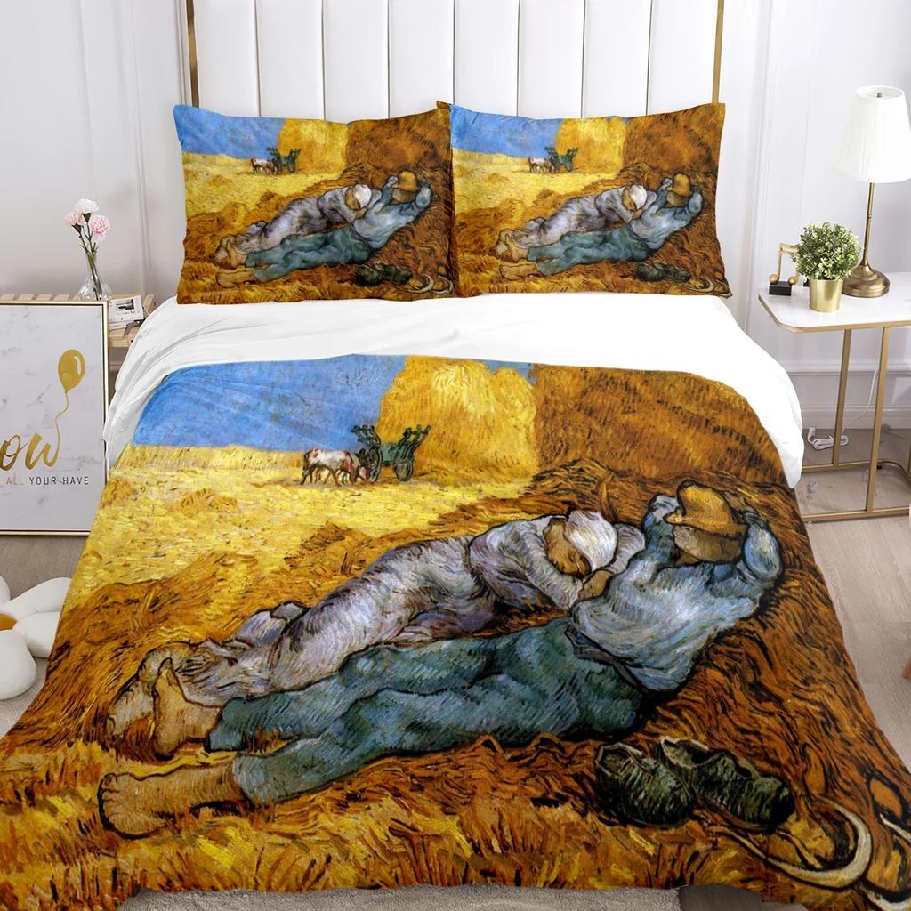 Van Gogh Kunst Niedlich Kawaii Bequemer Bettbezug Steppdecke Kissenbezug Bettwäscheset Kinder Schlafzimmer Dekoration Heimtextil