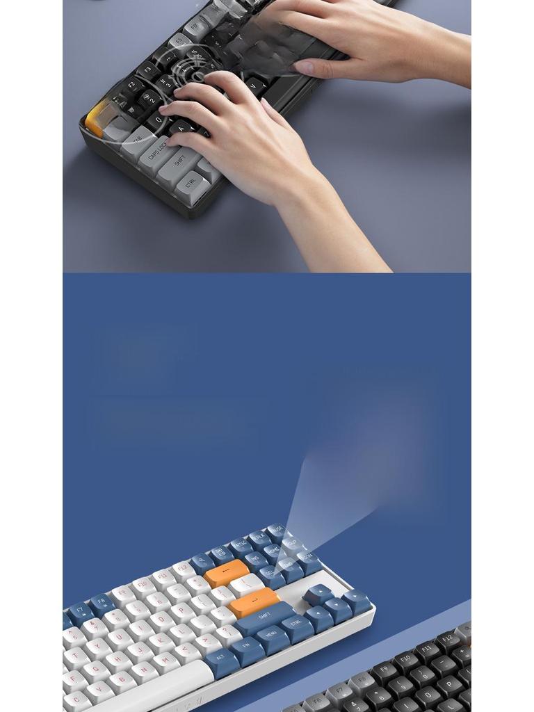 Patriot A87 Rechargeable Wireless Mechanical Keyboard, Full-Key Anti-Ghosting, Wired/Wireless, Blue Switches for Office & Gaming.