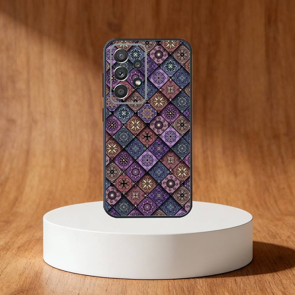 Retro-Kunstmuster-Handyhülle für Samsung S25, S24, S21, S22, S23, S30, Ultra, S20, Plus, Fe, Note, 10, 9, 5G Schwarze Abdeckung