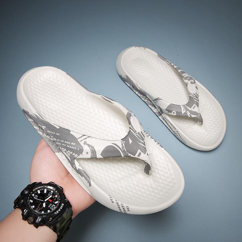 

Men s flip-flops summer new slippers outdoor sports leisure beach shoes men s printed pinch slippers men s 35-36 белый
