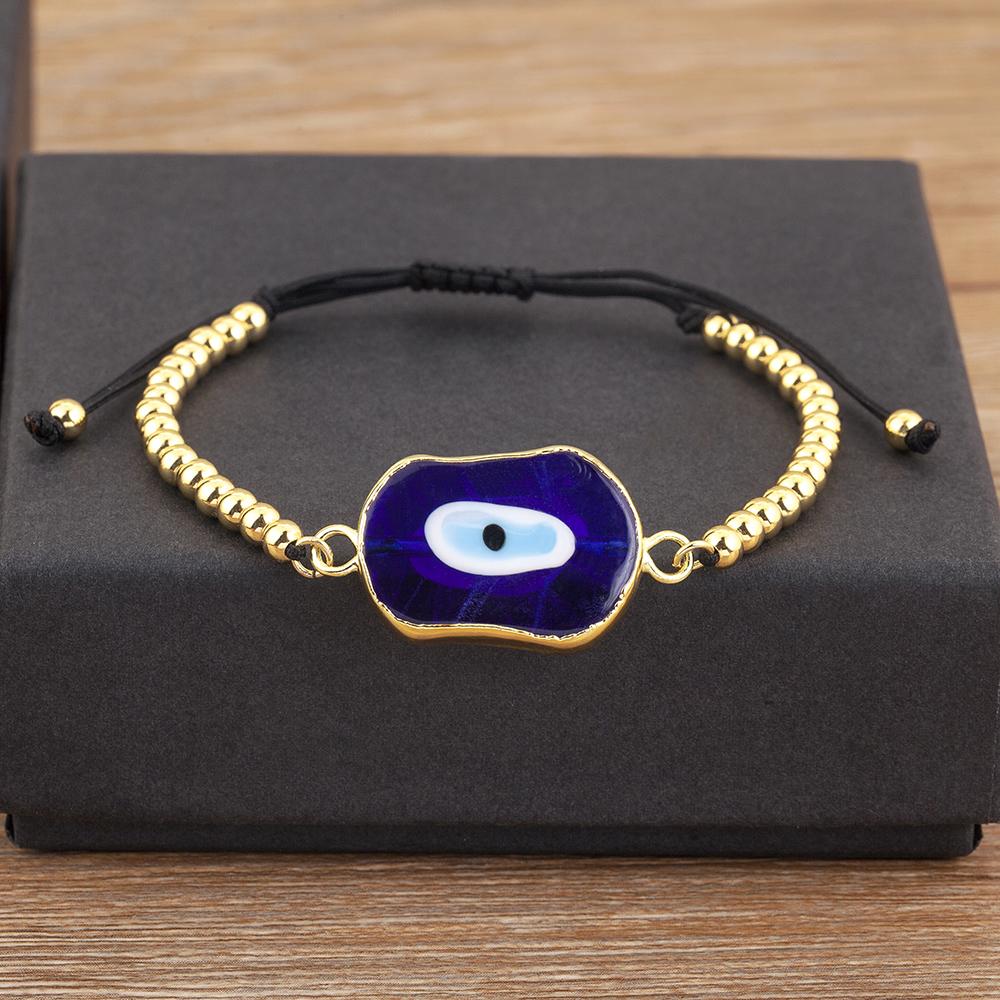 Nidin New Creative Design Evil Eye Charm Chain Bracelets Adjustable 7 Colors For Women Birthday Party Jewelry Accessories Gifts