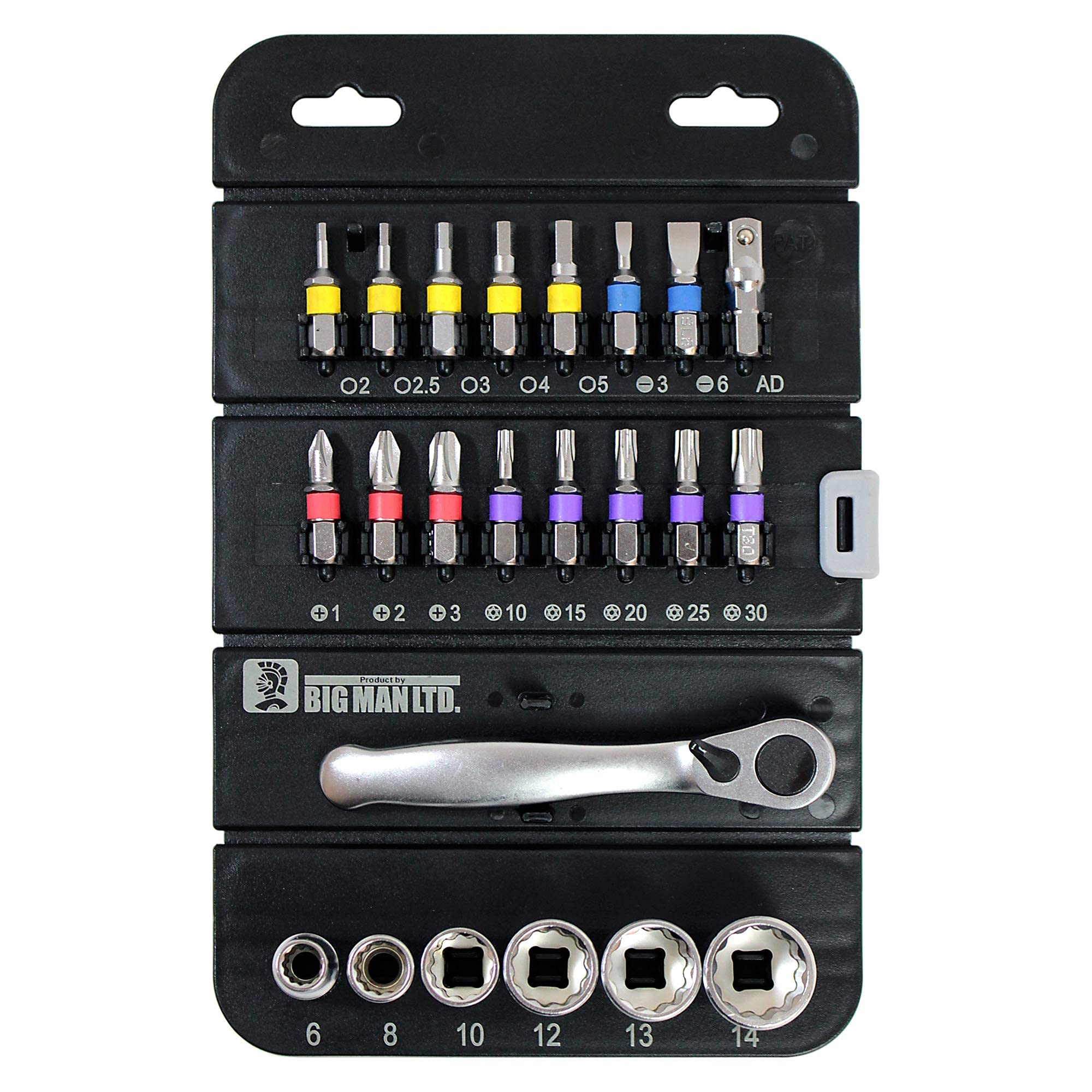 

Bigman Ratchet Tool Ratchet and Socket ATS-132 23-Piece Set Handle, Bit,