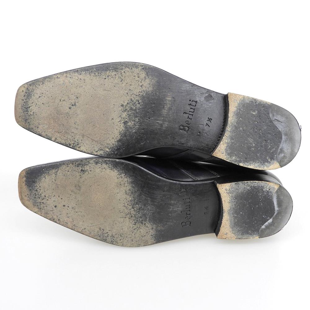 berluti Olga-era B-buckle single monk strap shoes, men's, navy, size 7 1/2, made in 2015 shoes 7 1/2 NavyUsed