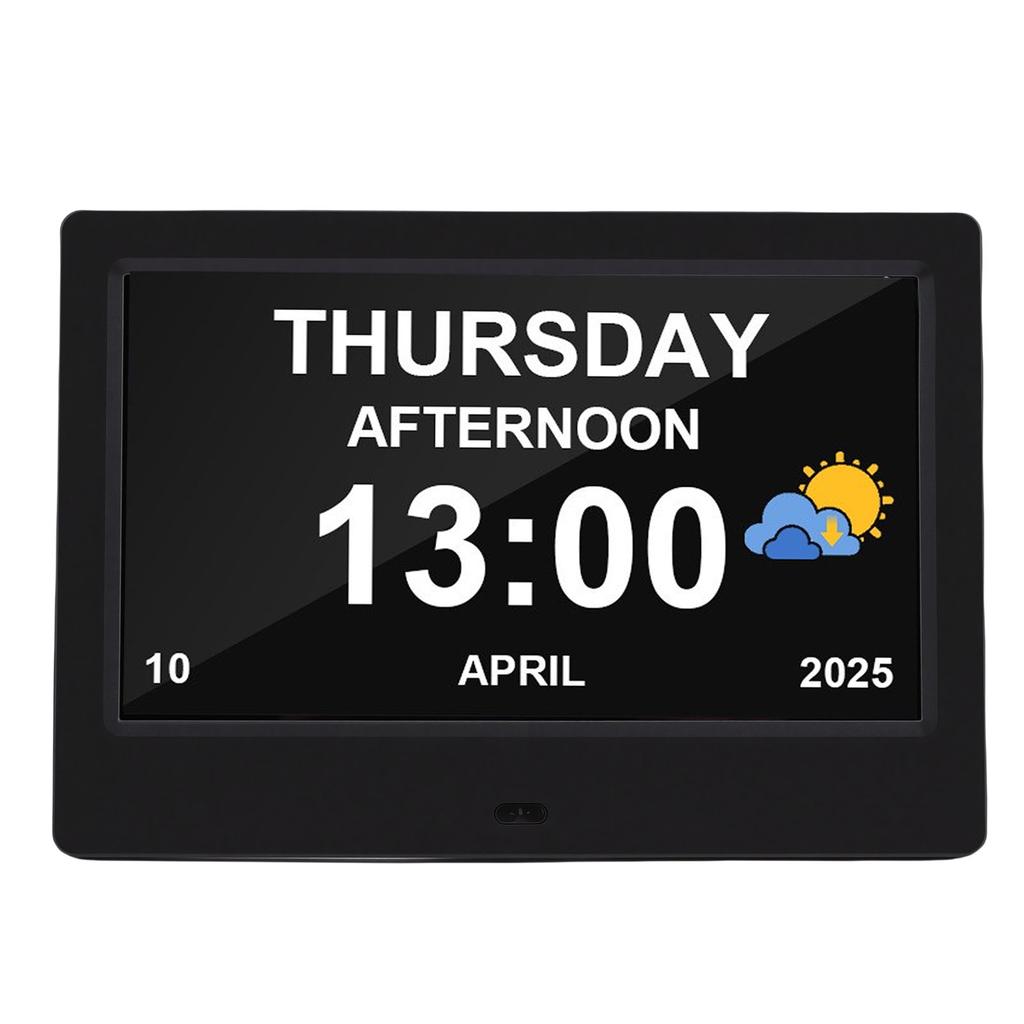 7 Inch Digital Calendar Clock Power Out Memory Auto Dimmable Video Image Playback Calendar Clock with Reminders 12