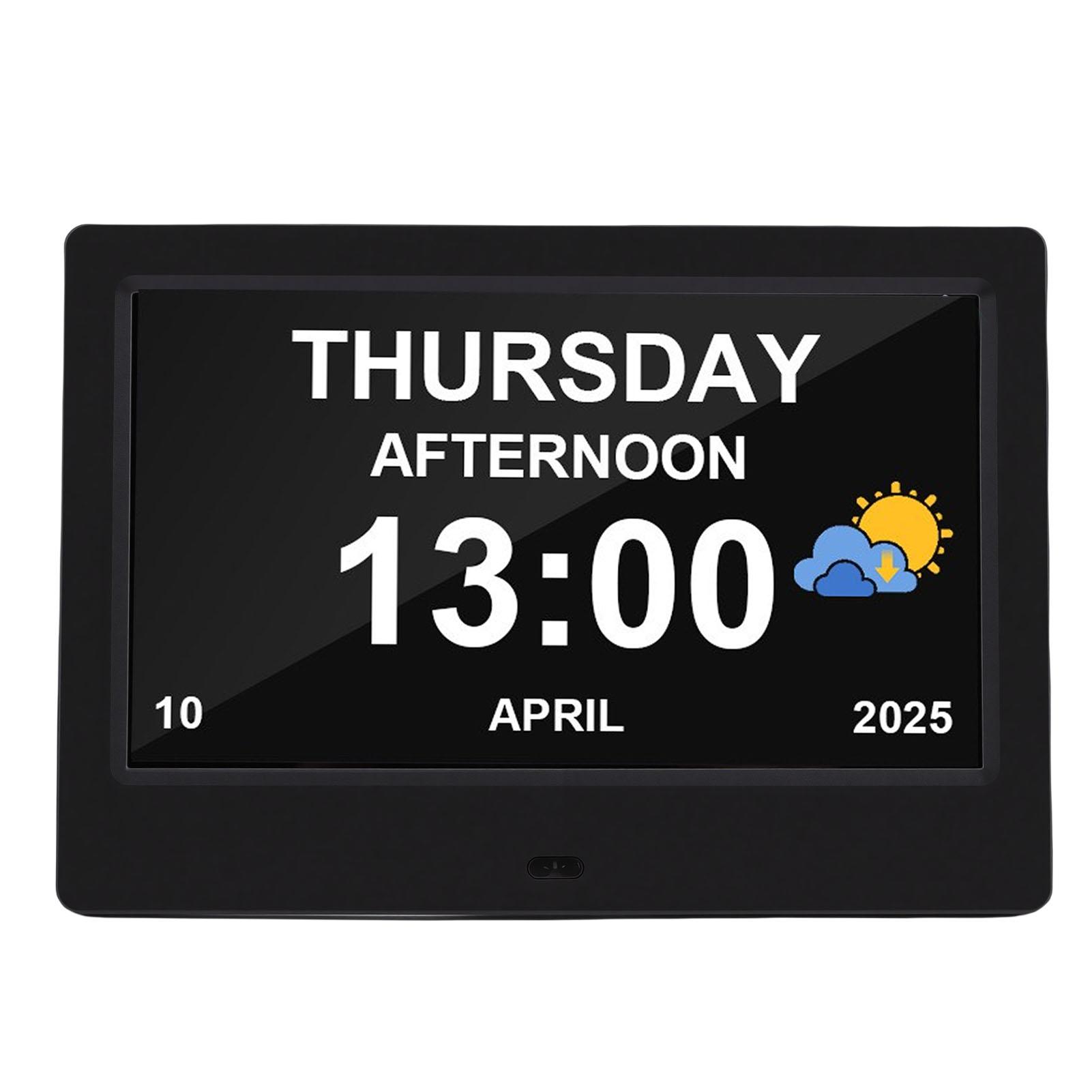 Horloge Calendrier Numérique 7 Pouces Mémoire de Panne de Courant Gradation Automatique Lecture Vidéo Image Horloge Calendrier avec Rappels 12