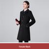 Women's Mid-Length Woolen Coat with Cotton Padding - Unisex Workwear for Autumn and Winter