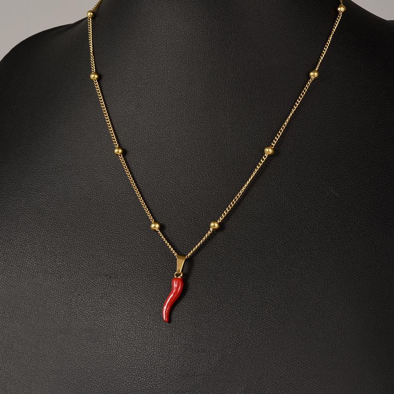 1Pc Stainless Steel Vintage Lucky Horn Cornicello Pepper Pendant Necklaces Gothic Italian Chilli Aesthetic Collares Jewelry