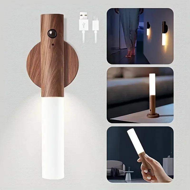 Creative Intelligent Auto PIR Motion Sensor LED Rechargeable Magnetic Night Light Wall Light Dormitory Lamp Kitchen Cabinet Light Lamp Gift