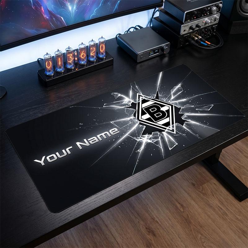 Borussia Mönchengladbach Individuelles Großes Mauspade, Personalisierter Namens-Textdruck, Fußball-Logo Rutschfeste Schreibtischmatte Gaming-Geschenk