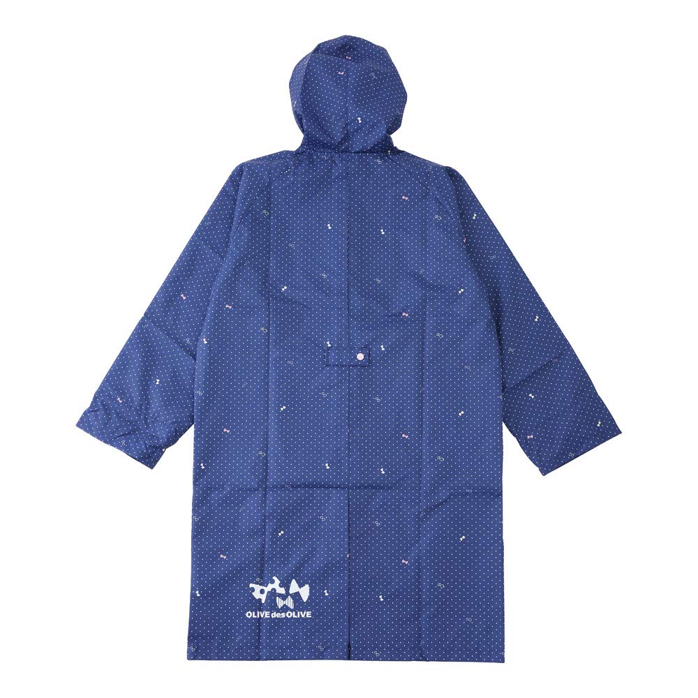 Ogawa Size OLIVE des Polka Dot Reflective Adjustable Tucks for Wearing Over a Storage Pouch Product 70857 Kids' Raincoat, Girls, 130cm, OLIVE, Navy,