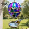 Wild Bird Water Station Hot Air Balloon Feeder, Retro Stained Glass Art Feeder with Bath Tray, Hanging for Outdoor Garden Patio Backyard Tray