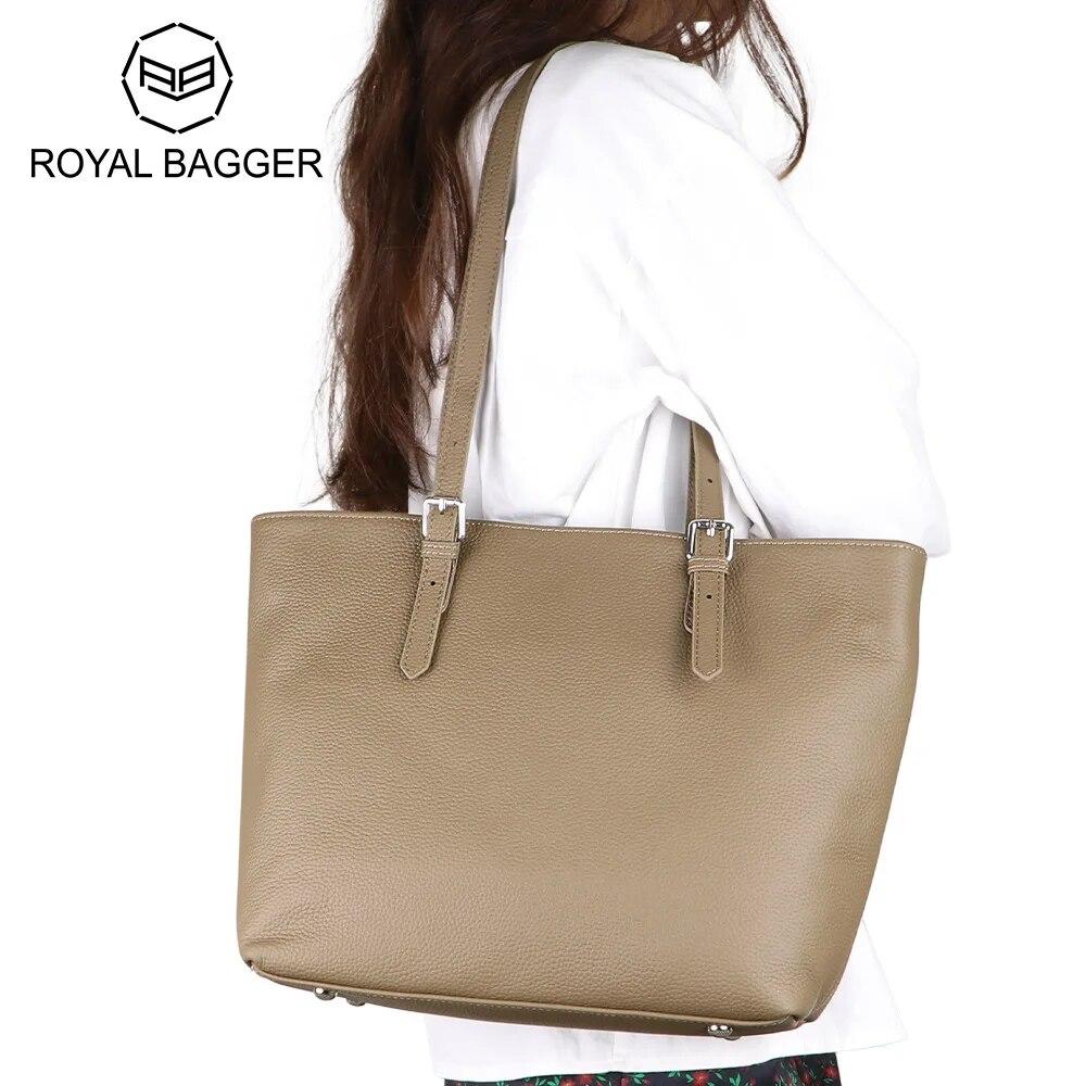 

Большая сумка из натуральной кожи Royal Bagger, однотонные сумки через плечо большой вместимости, женская сумка через плечо 1697 чёрный