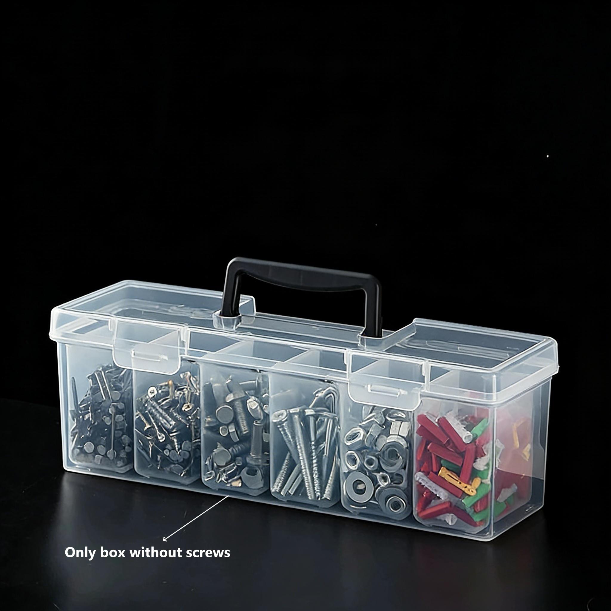 

Portable Multi-Compartment Transparent Hardware Organizer – for Screws, Tools, Parts & Small Accessories чёрный