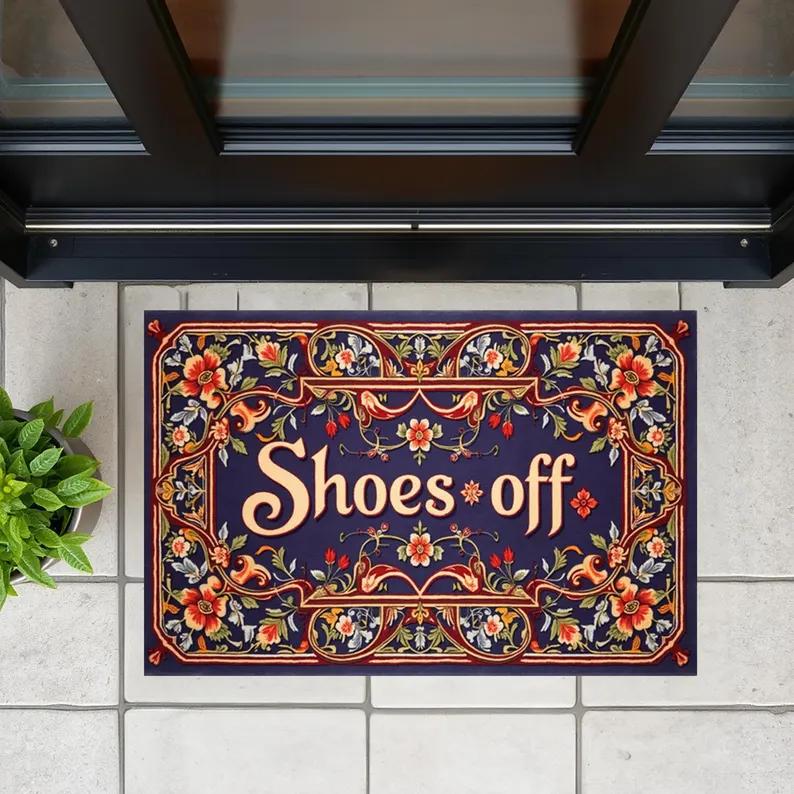 

Vintage Floral Door Mat Carpet Mat Rug Entryway Home Decor Non Slip Durable Floor Mat Indoor Outdoor Use Welcome Mat Floor Mat 40x60cm 16x24 inch
