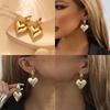 Gold 2023 Trendy Heart Earrings Stylish Zinc Alloy Womens Winter Fashion