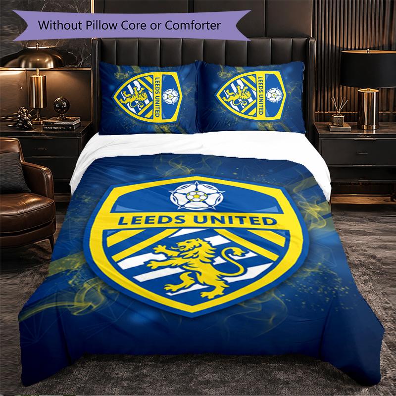 Biancheria da letto a tema Leeds United Set 3 Pezzi Copripiumino Biancheria da letto Decorativa Per Camera Adolescenti Decorazione Casa