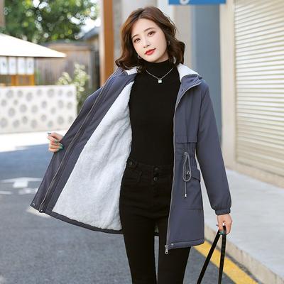 Autumn Winter Parkas Windbreaker Women's Mid Length New Korean Slim Fit Casual Velvet Thick Coat Jacket